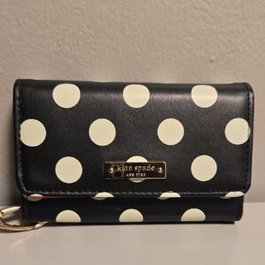 Kate Spade Phone Card Case Black and White Polka Dot